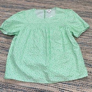 NWT J. Crew Puff-Sleeve Top in Green Floral